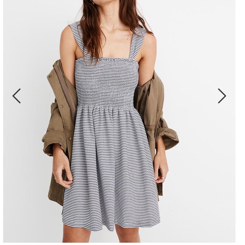 Madewell Texture & Thread Smocked Dress in Stripe